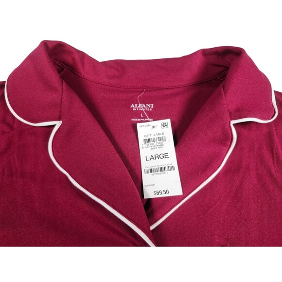 ALFANI  Super Soft Long-Sleeve Top & Pants Pajama Set Maroon Red Size LARGE NWT - Picture 4 of 5